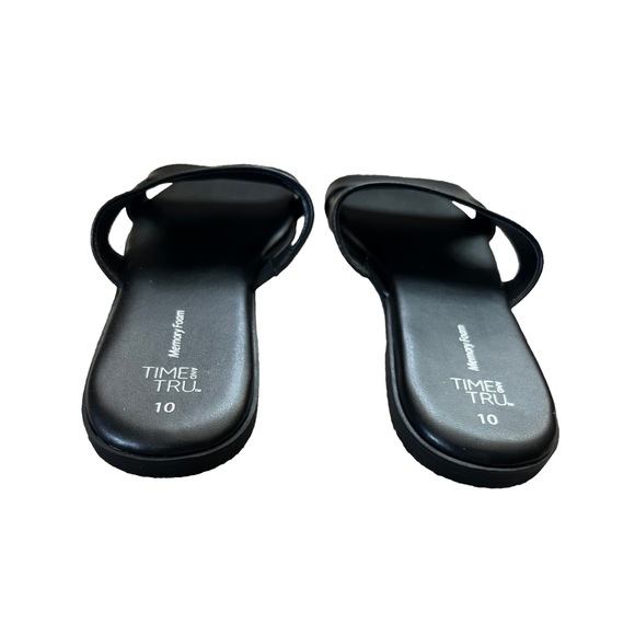 Time and Tru H Strap Flat Sandal Black Size 10 - Picture 3 of 4